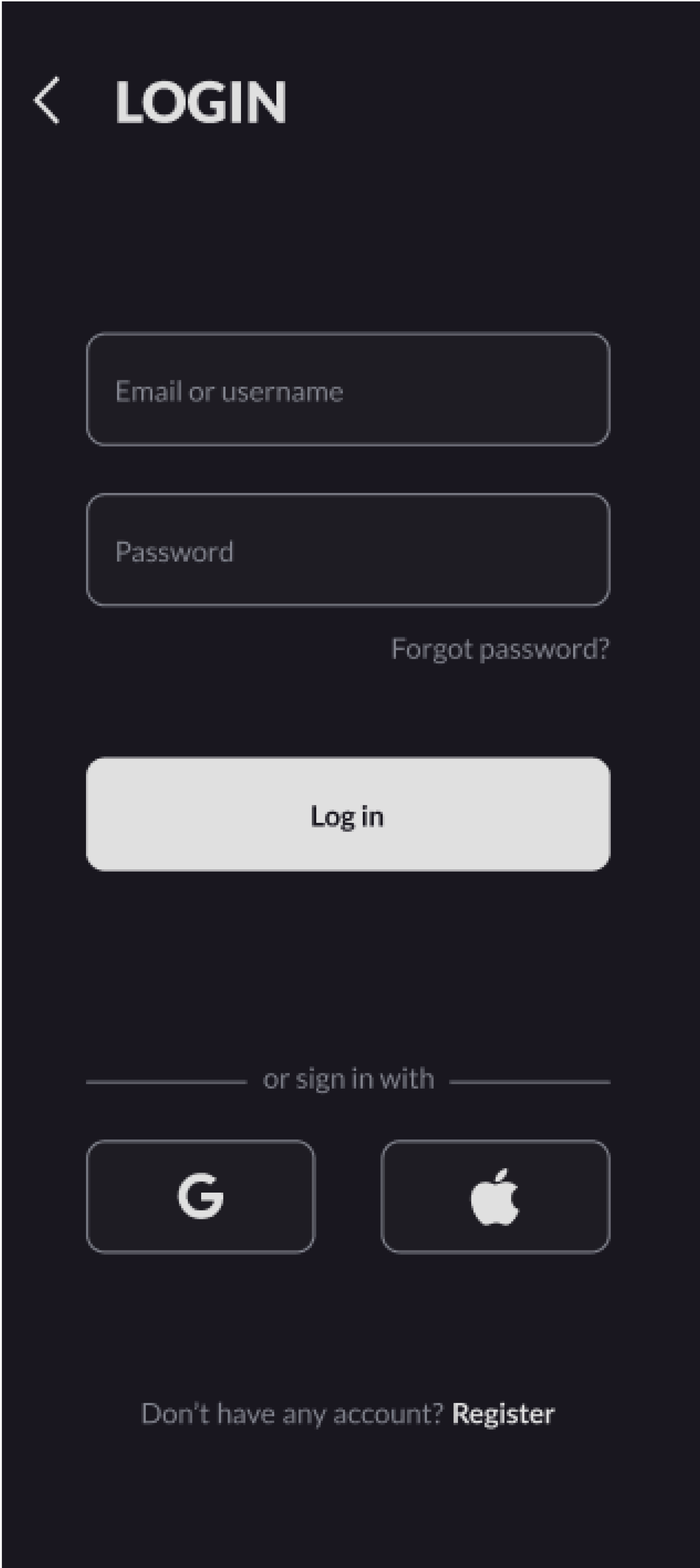 Image of a login page